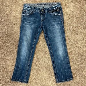 Rerock For Express Jeans Capri Low Zip Flap Pocket size 2.